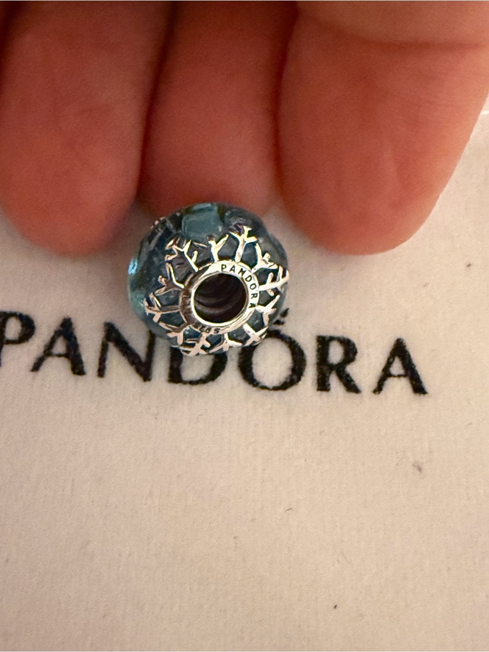 Pandora Silver Snowflake Blue Glass Charm